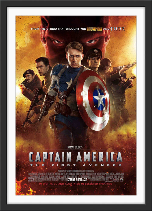 An original movie poster for the Marvel film Captain America The First Avenger