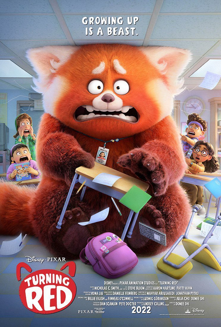 An original movie poster for the Disney / Pixar animated film Turning Red