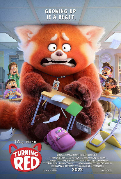 An original movie poster for the Disney / Pixar animated film Turning Red