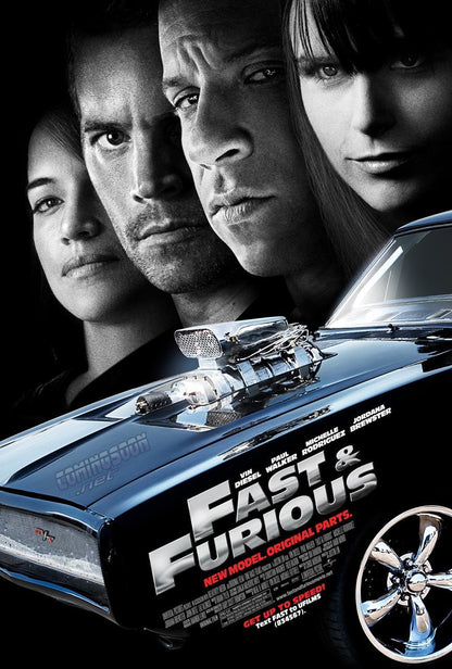 An original movie poster for the film Fast and Furious
