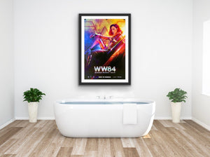 An original movie poster for the DC comics film Wonder Woman 1984