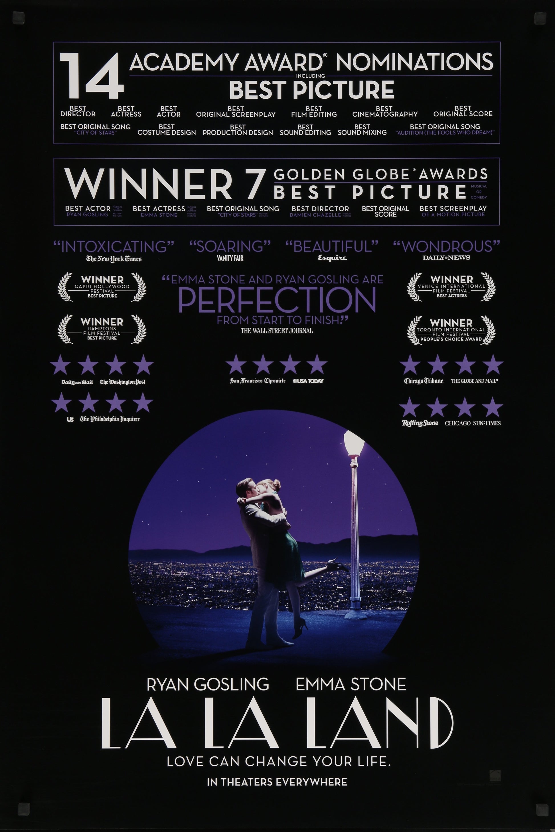 An original movie poster for the film La La Land