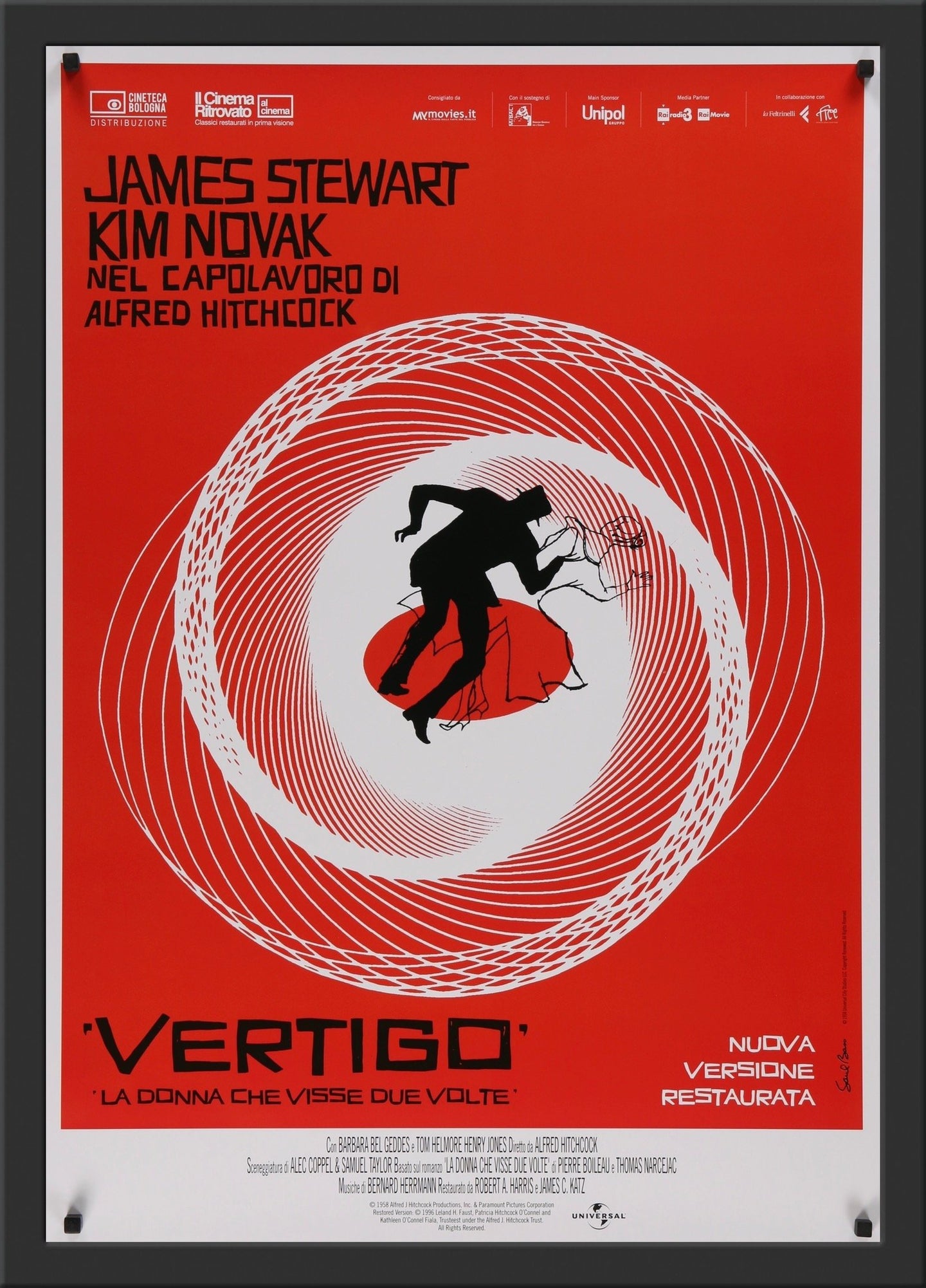 An original Italian re-release poster for the Alfred Hitchcock film Vertigo