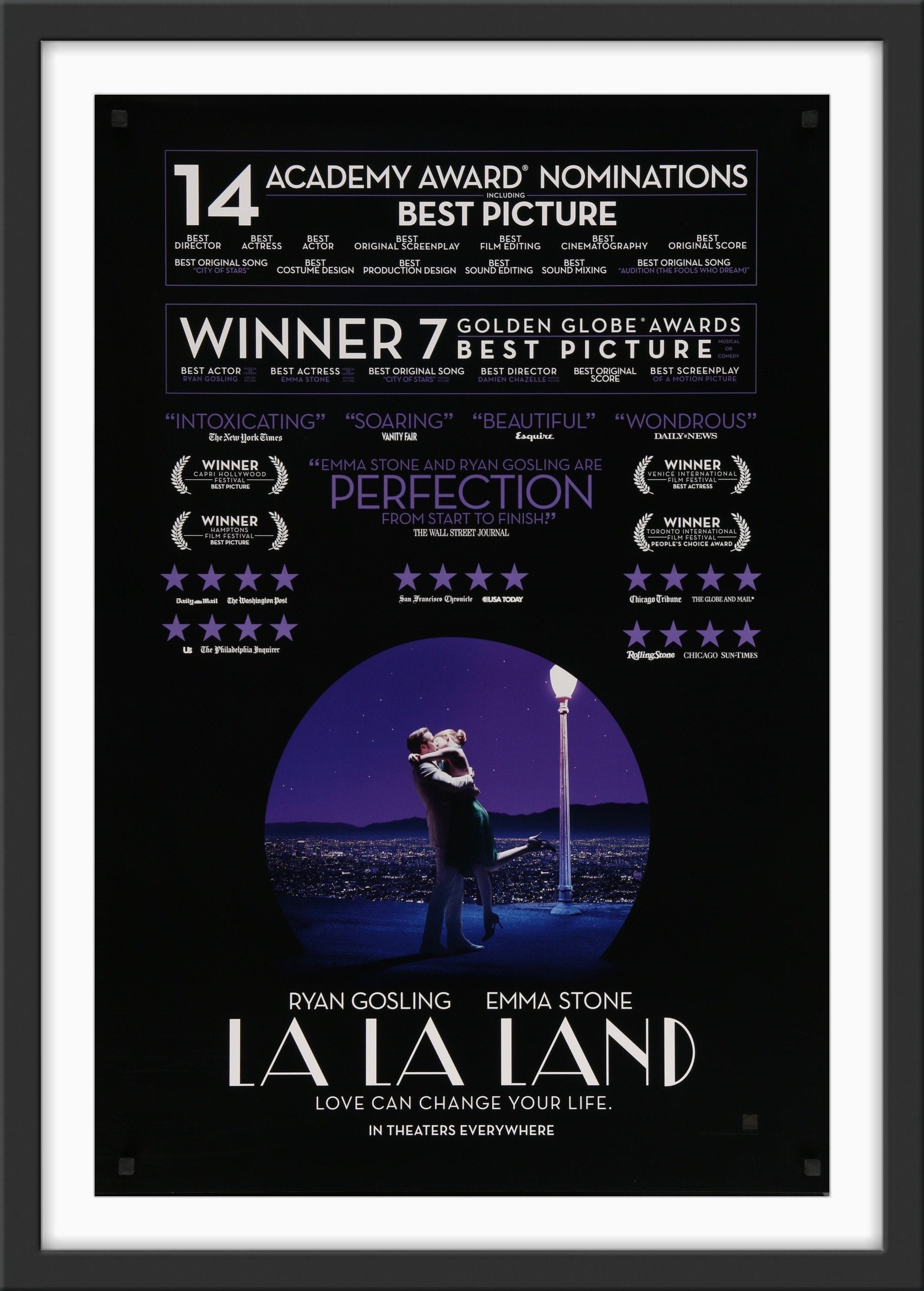 An original movie poster for the film La La Land
