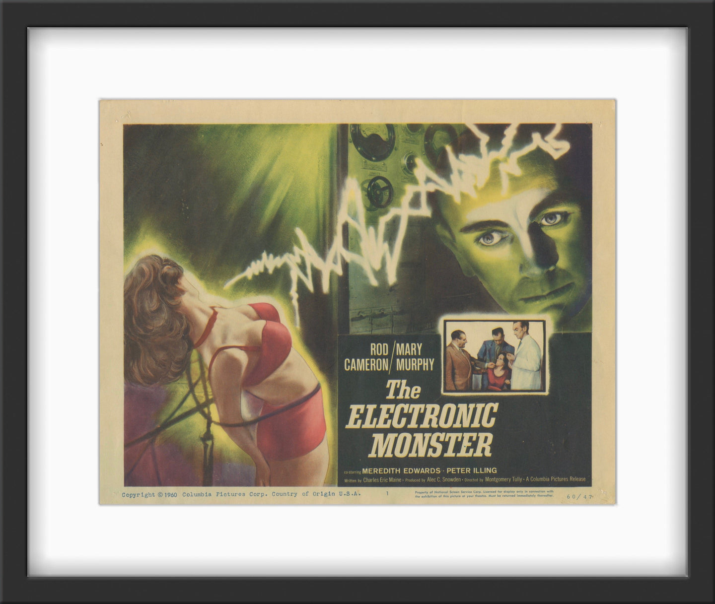 An original lobby card for the 1960 film The Electronic Monster