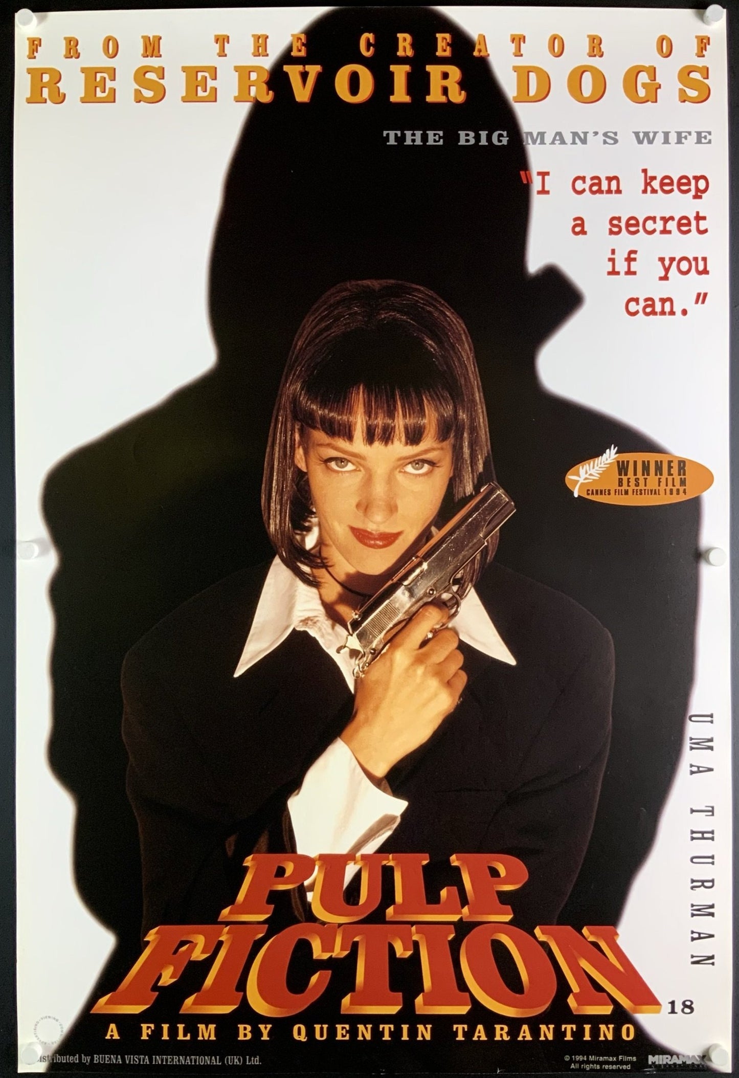 Four British Double Crown movie posters for the Quentin Tarantino film Pulp Fiction