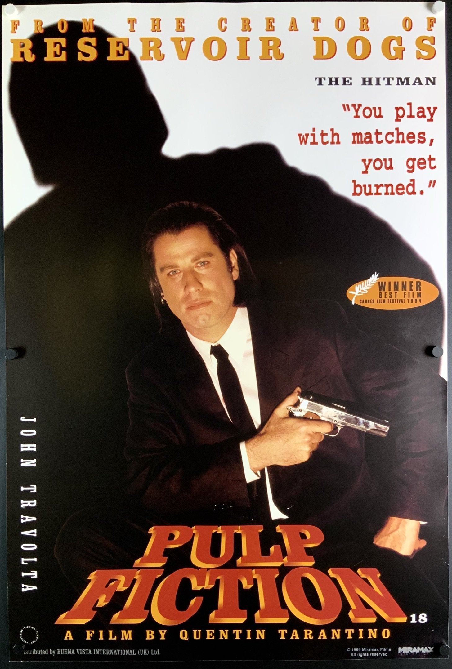 Four British Double Crown movie posters for the Quentin Tarantino film Pulp Fiction