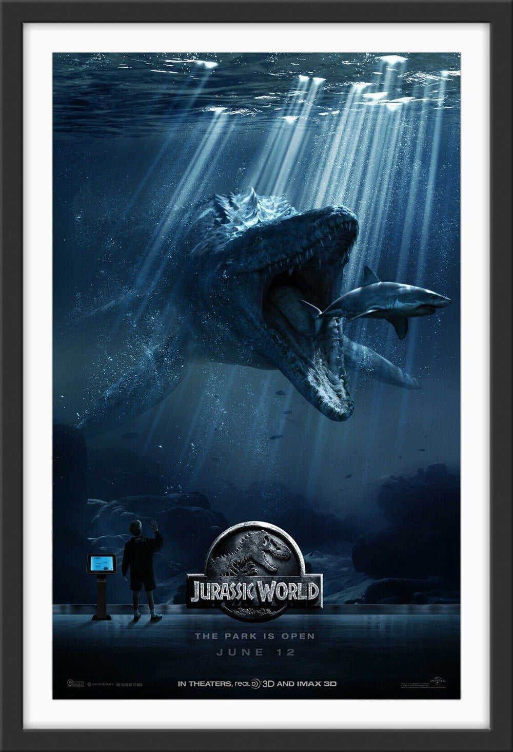 An original movie poster for the film Jurassic World