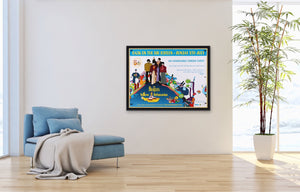An original movie poster for the Beatles Film The Yellow Submarine
