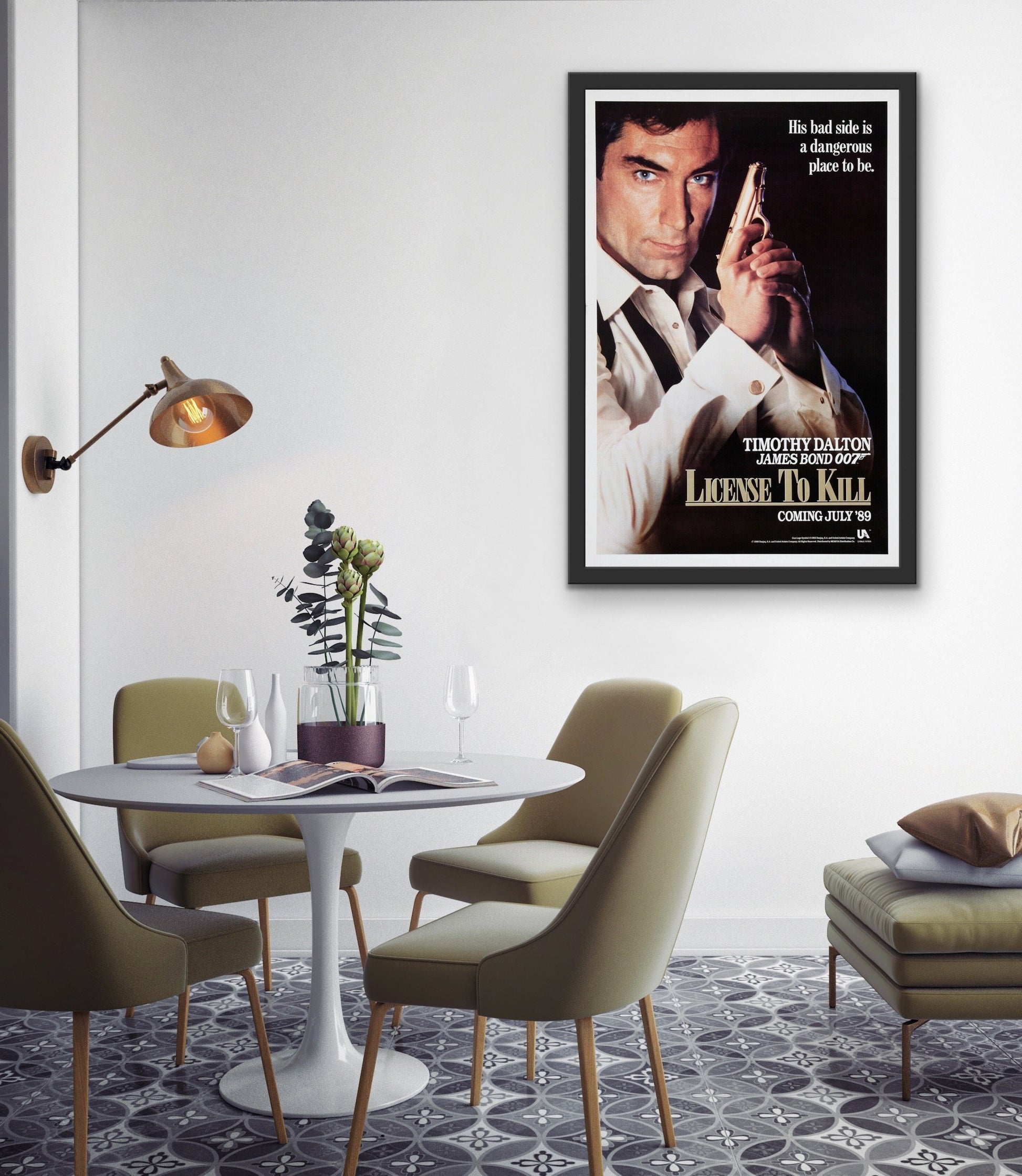 An original movie poster for the James Bond film Licence / License To Kill