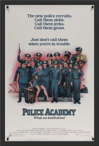 An original movie poster with artwork by Drew Struzan for the film Police Academy