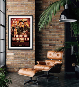 An original movie poster for the Ben Stiller film Tropic Thunder