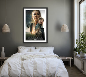 An original movie poster for the Denis Villeneuve film Arrival