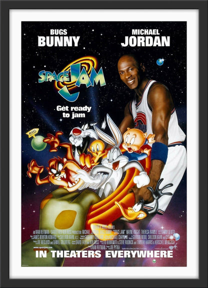 An original movie poster for the Michael Jordan and Bugs Bunny film Space Jam