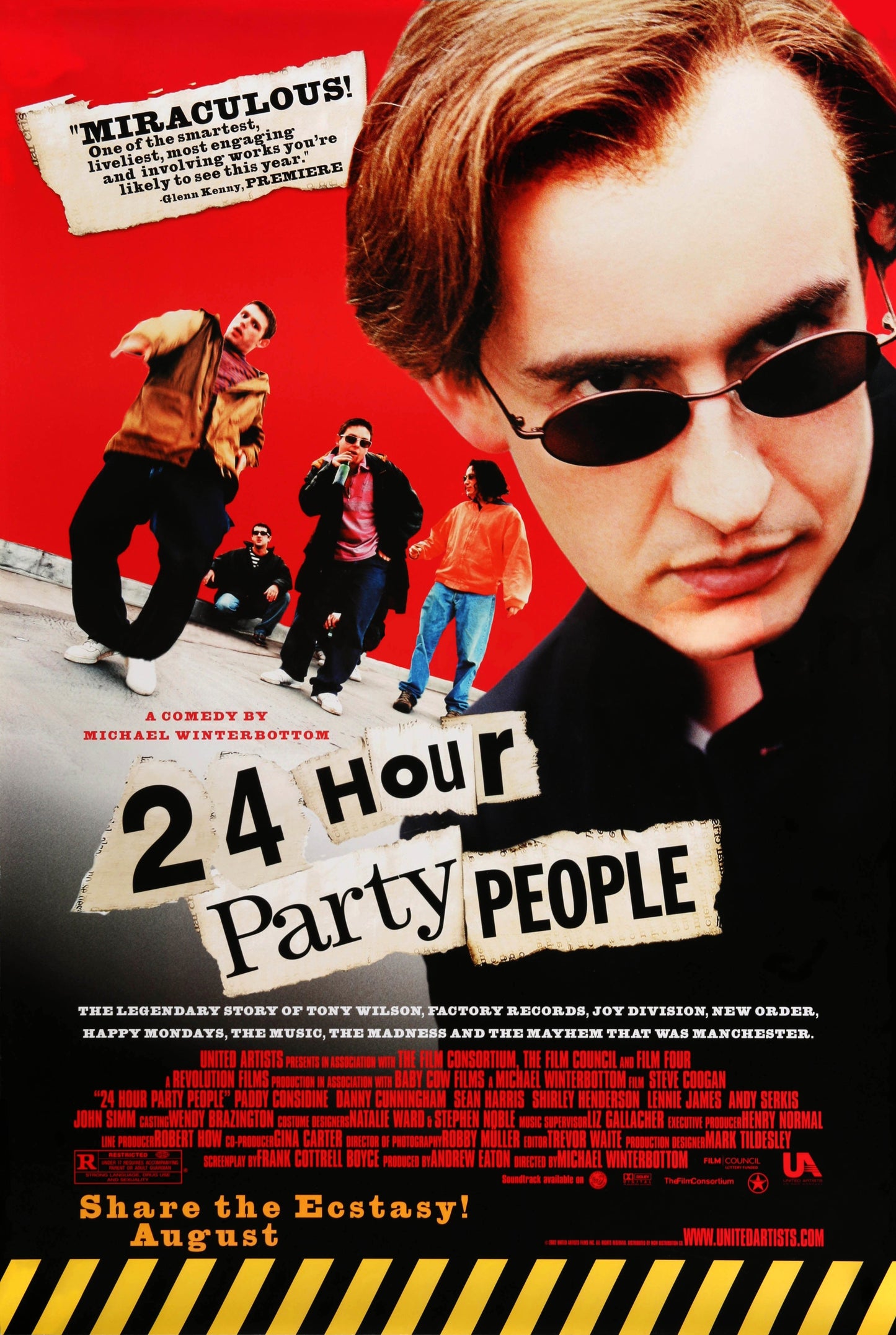 An original movie poster for the film 24 Hour Party People