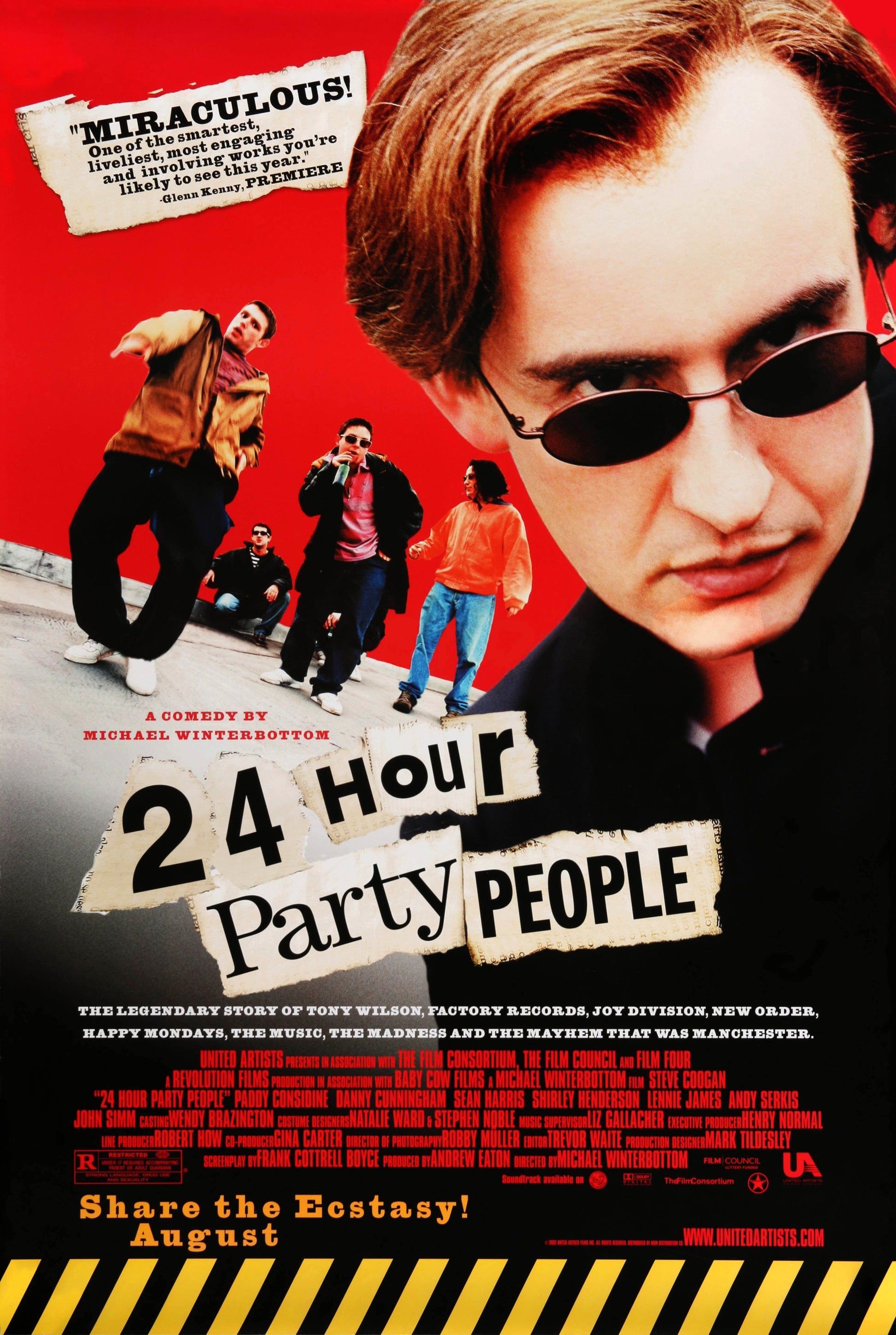 An original movie poster for the film 24 Hour Party People