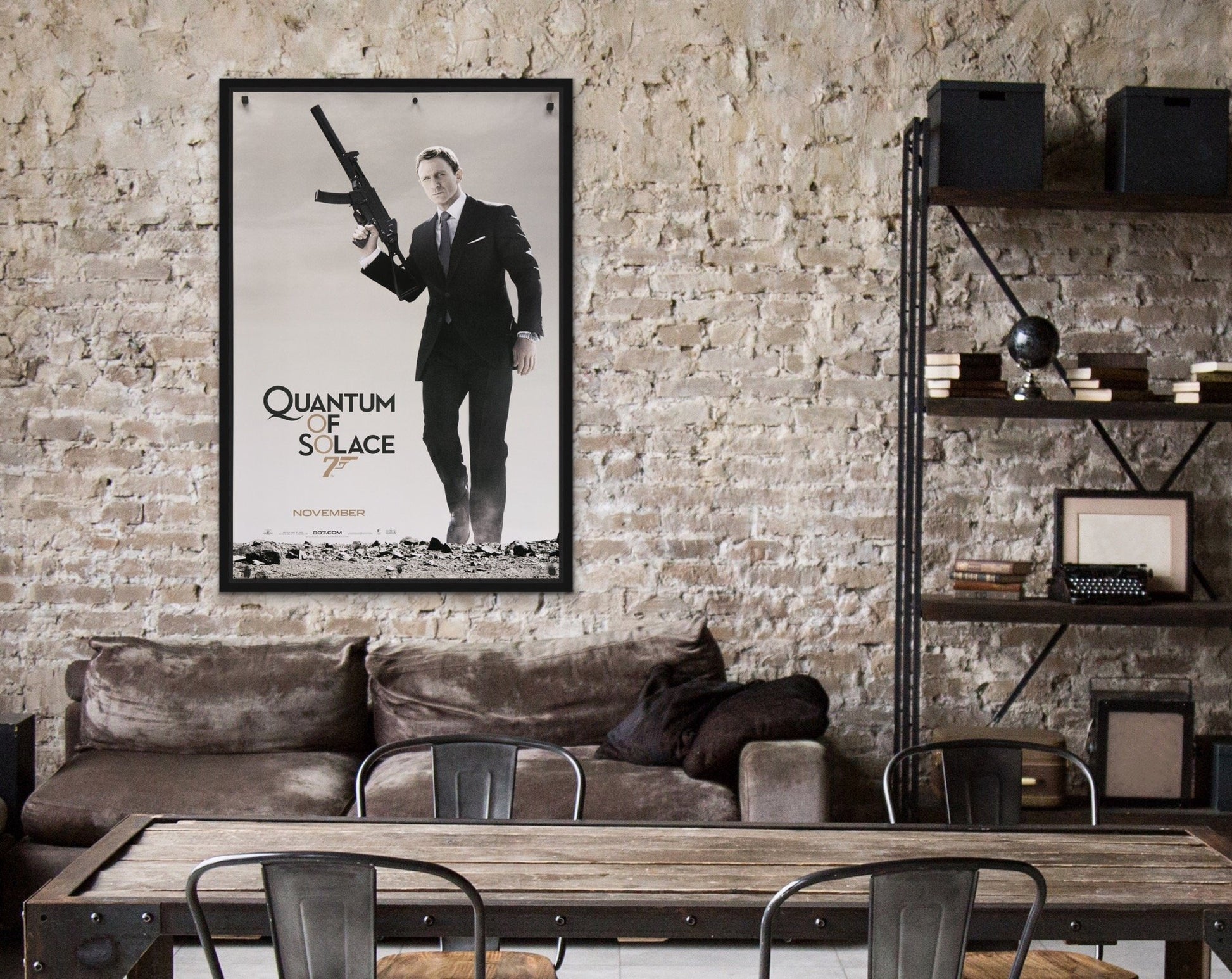 An original movie poster for the James Bond film Quantum of Solace