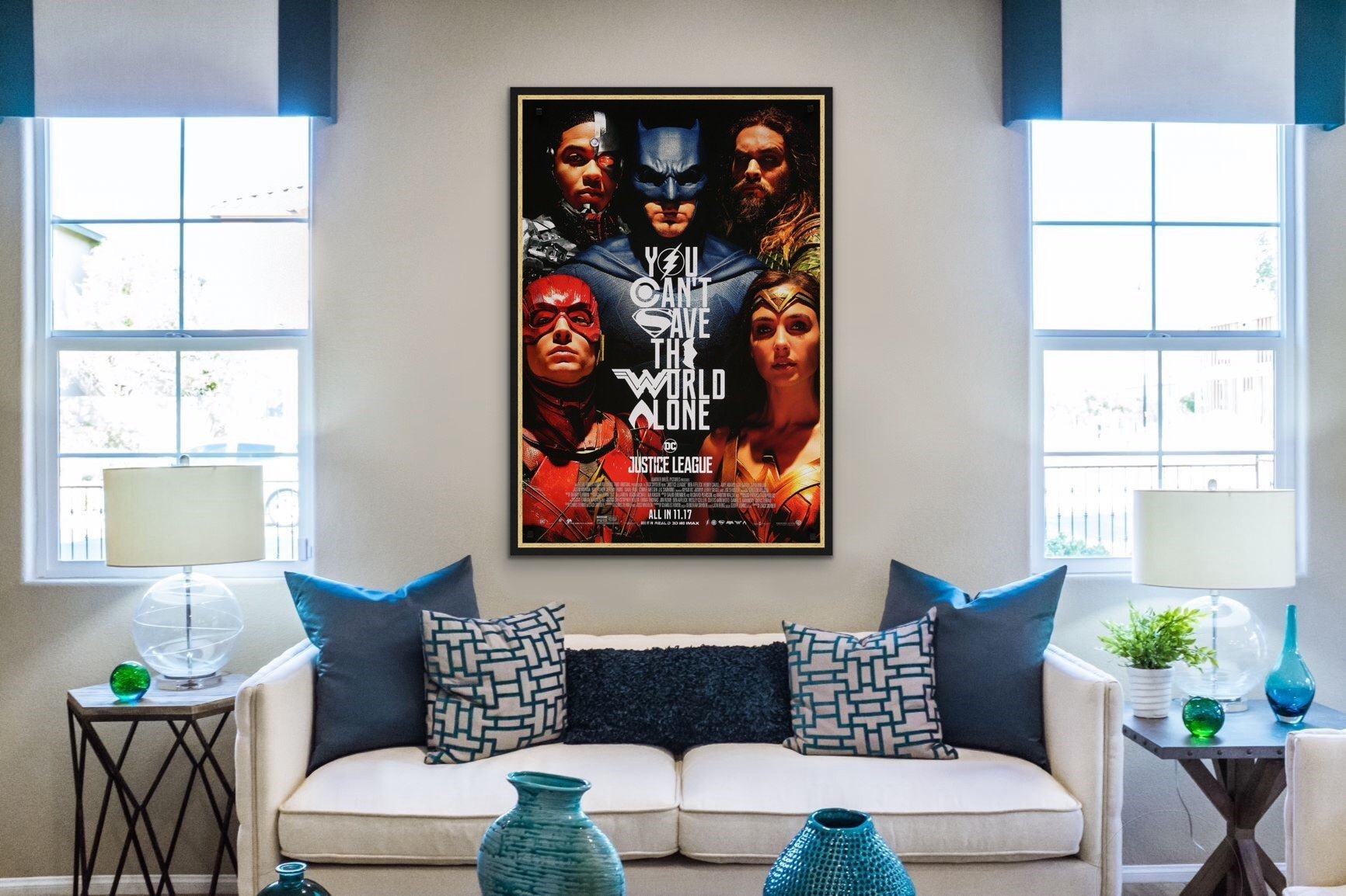 An original movie poster for the film Justice League
