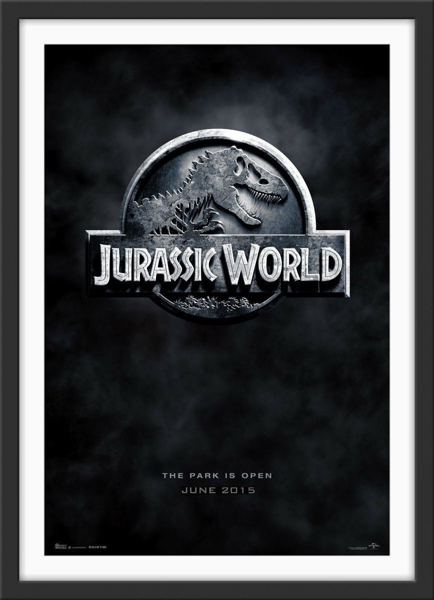 An original movie poster for the film Jurassic World