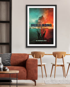 An original movie poster for the film Godzilla vs Kong - 2021
