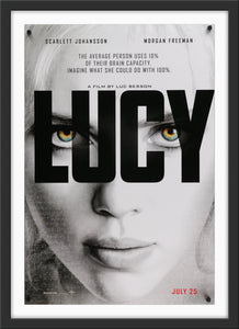 An original movie poster for the Luc Besson film Lucy