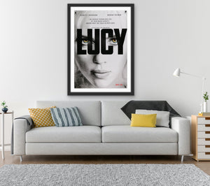 An original movie poster for the Luc Besson film Lucy