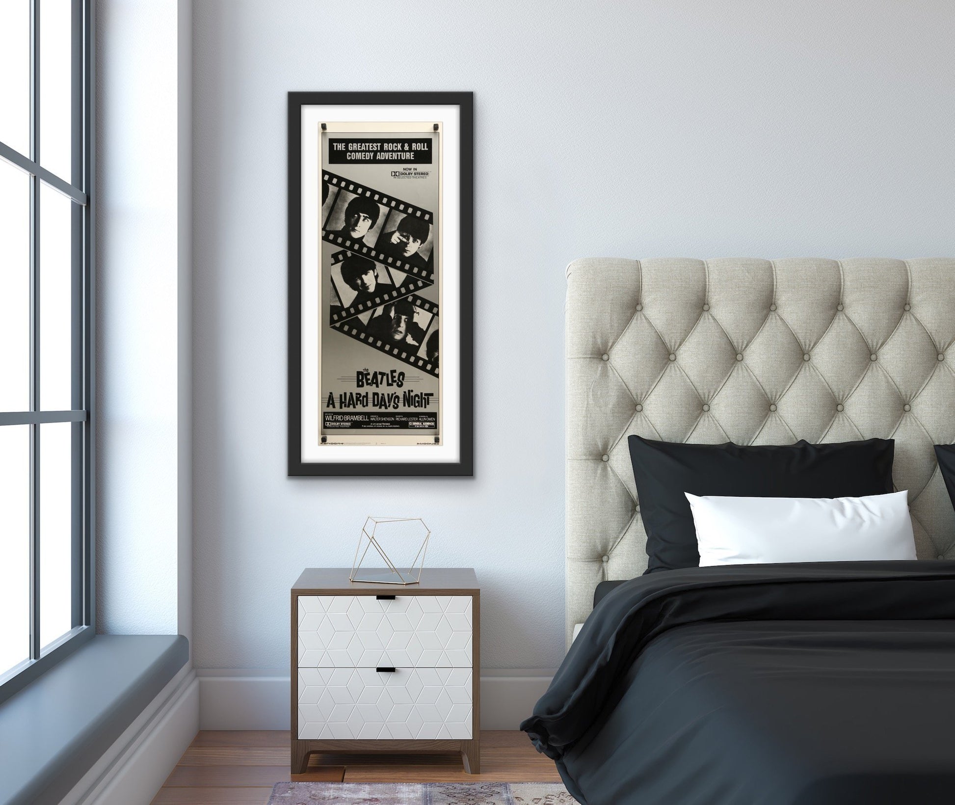 An original U.S. insert movie poster for The Beatles' movie A Hard Day's Night