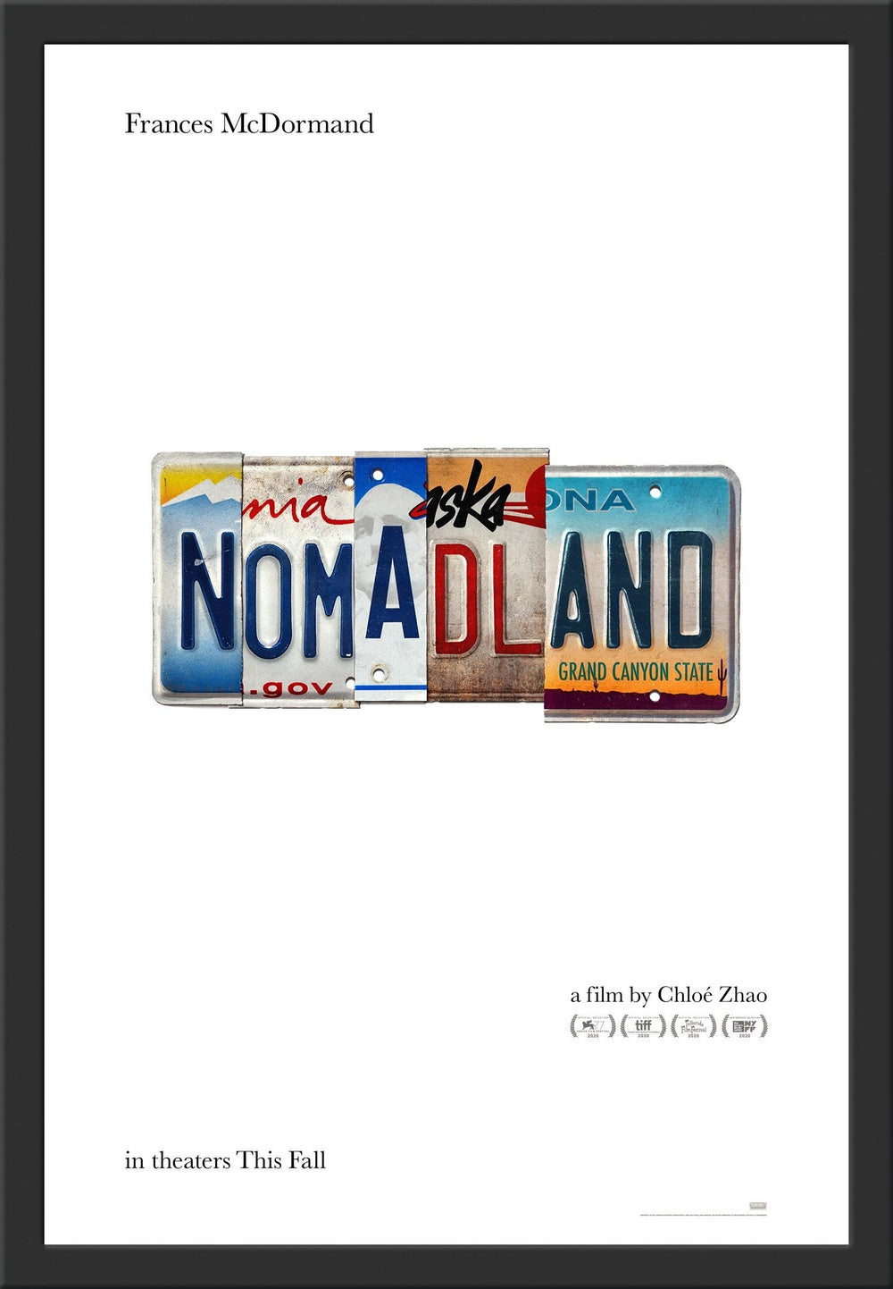 An original movie poster for the Chloe Zhao film Nomadland