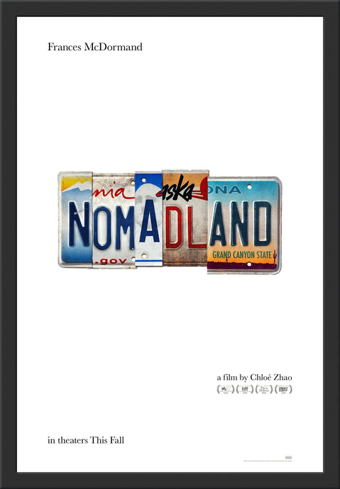 An original movie poster for the Chloe Zhao film Nomadland