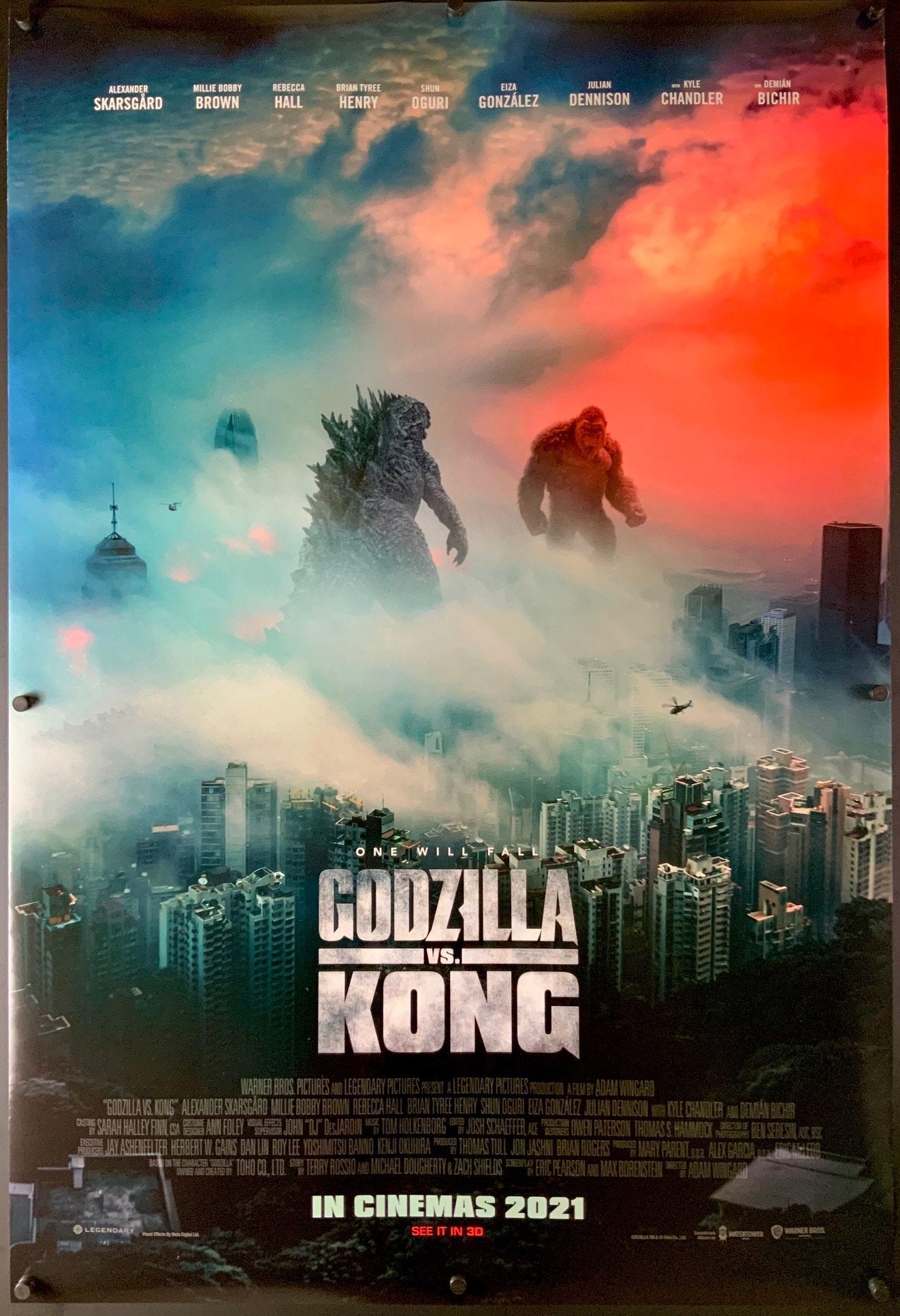 An original movie poster for the MonsterVerse film Godzilla vs Kong