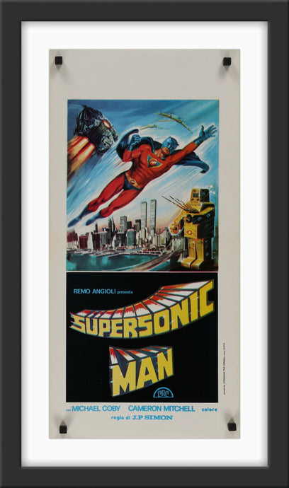 An original Italian Locandina movie poster for the Spanish film Supersonic Man