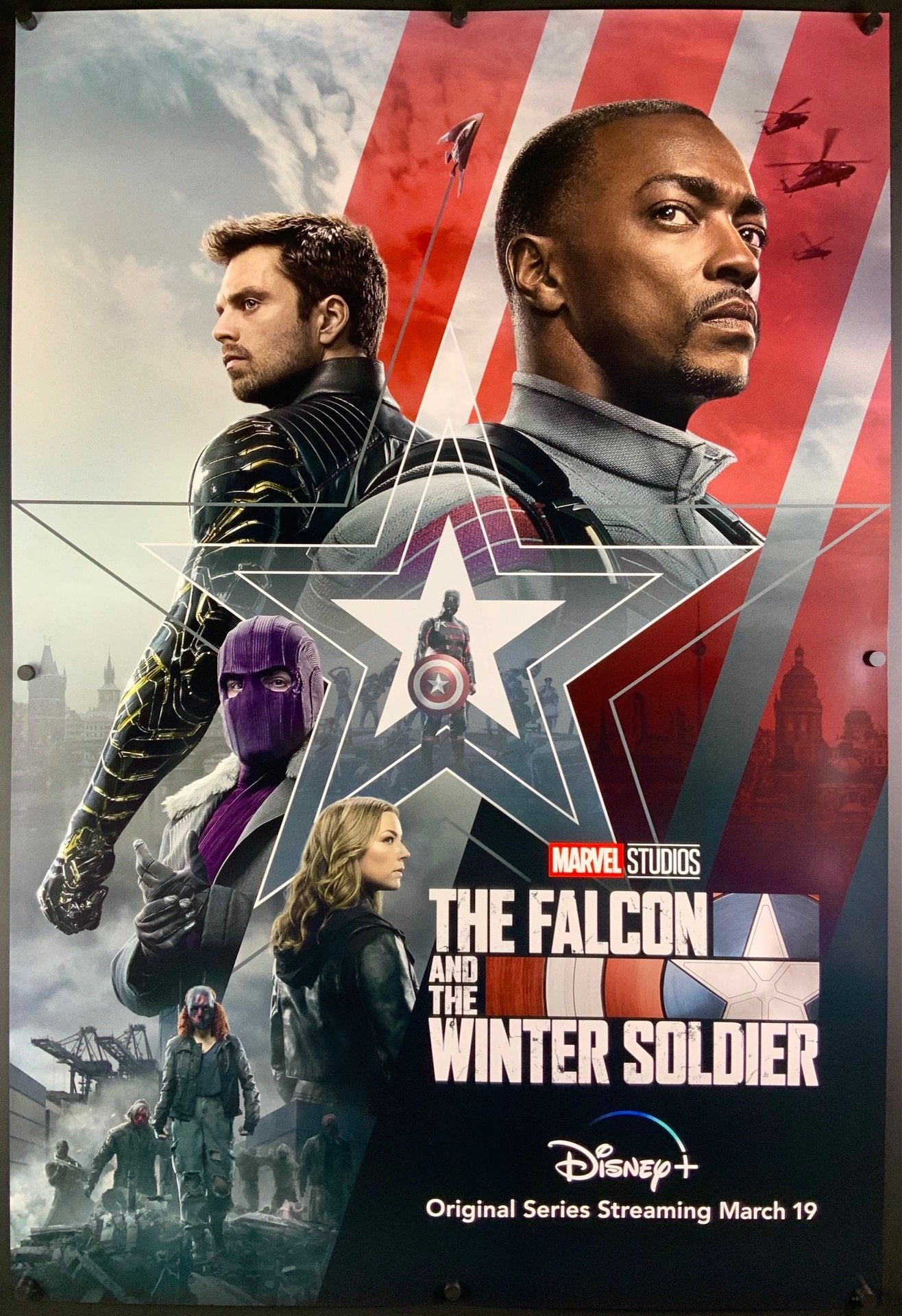 An original movie poster for the Marvel / Disney+ show The Falcon and the Winter Soldier