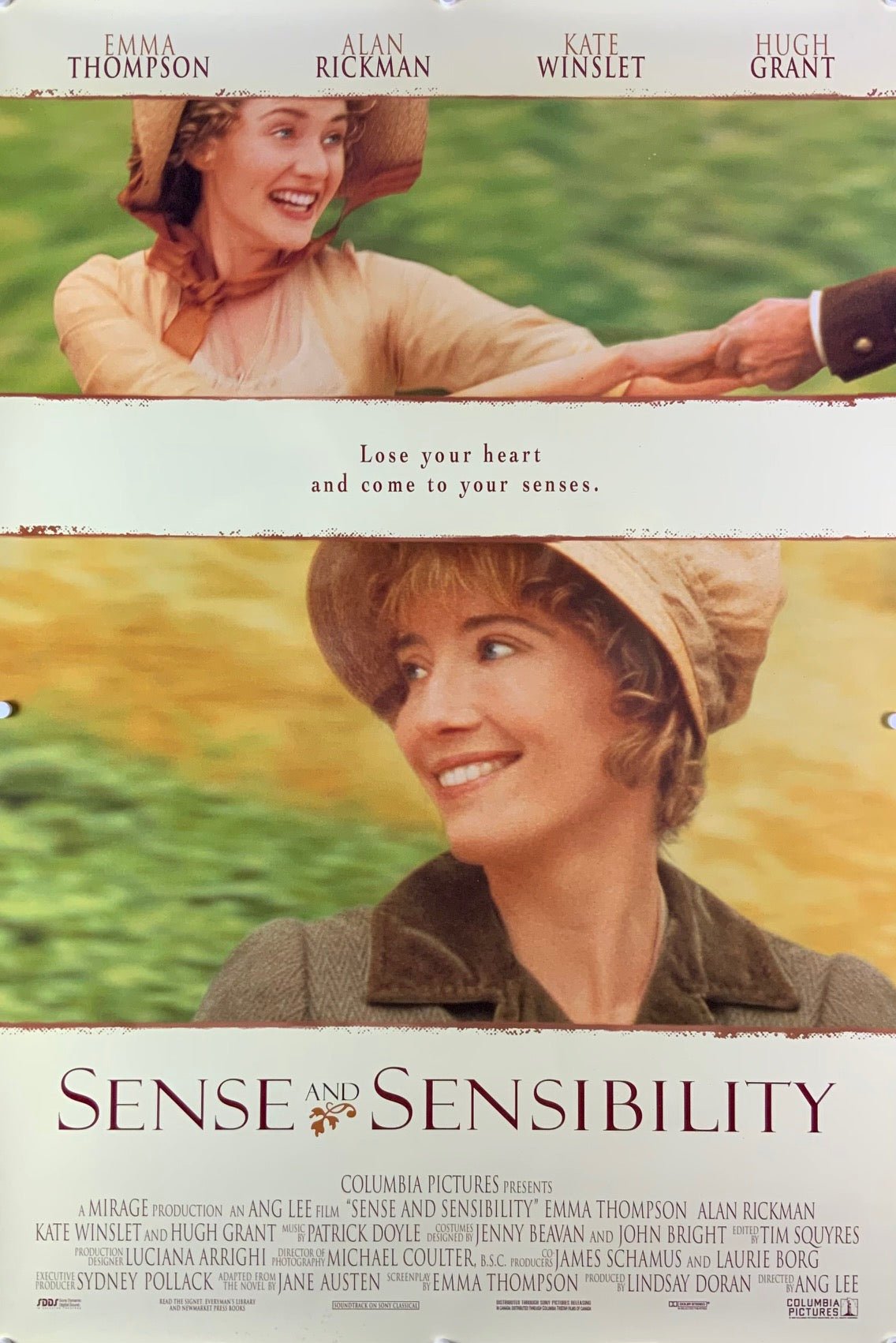 An original movie poster for the film Sense and Sensibility