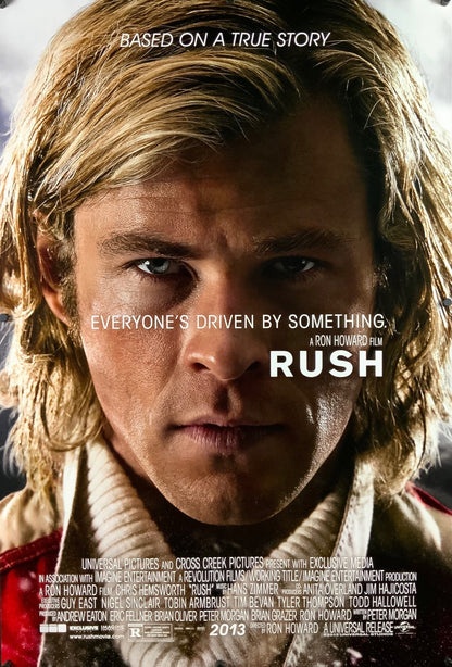 An original movie poster for the Ron Howard film Rush