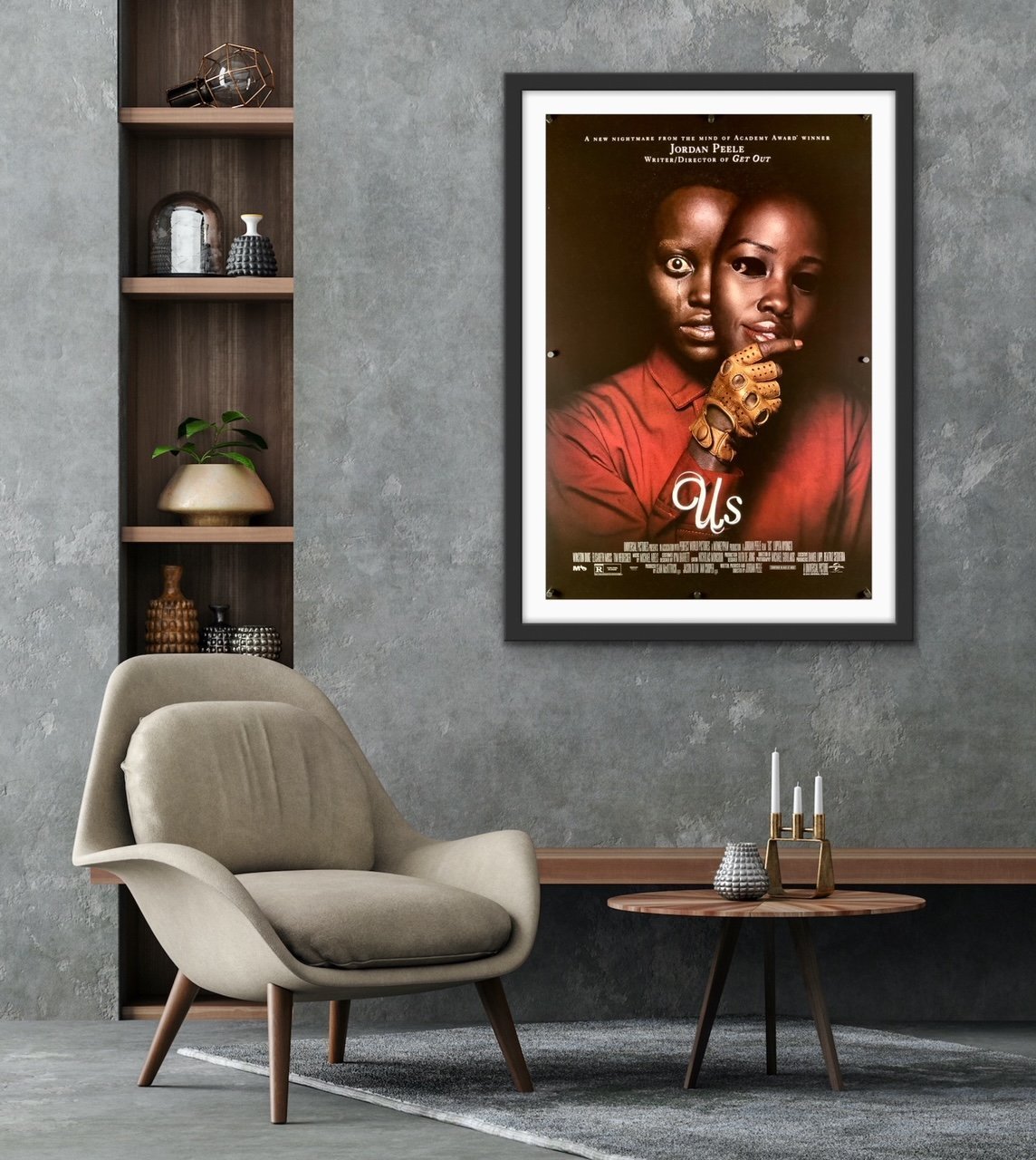 An original movie poster for the 2019 film Us