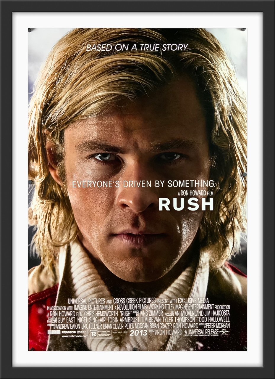 An original movie poster for the Ron Howard film Rush