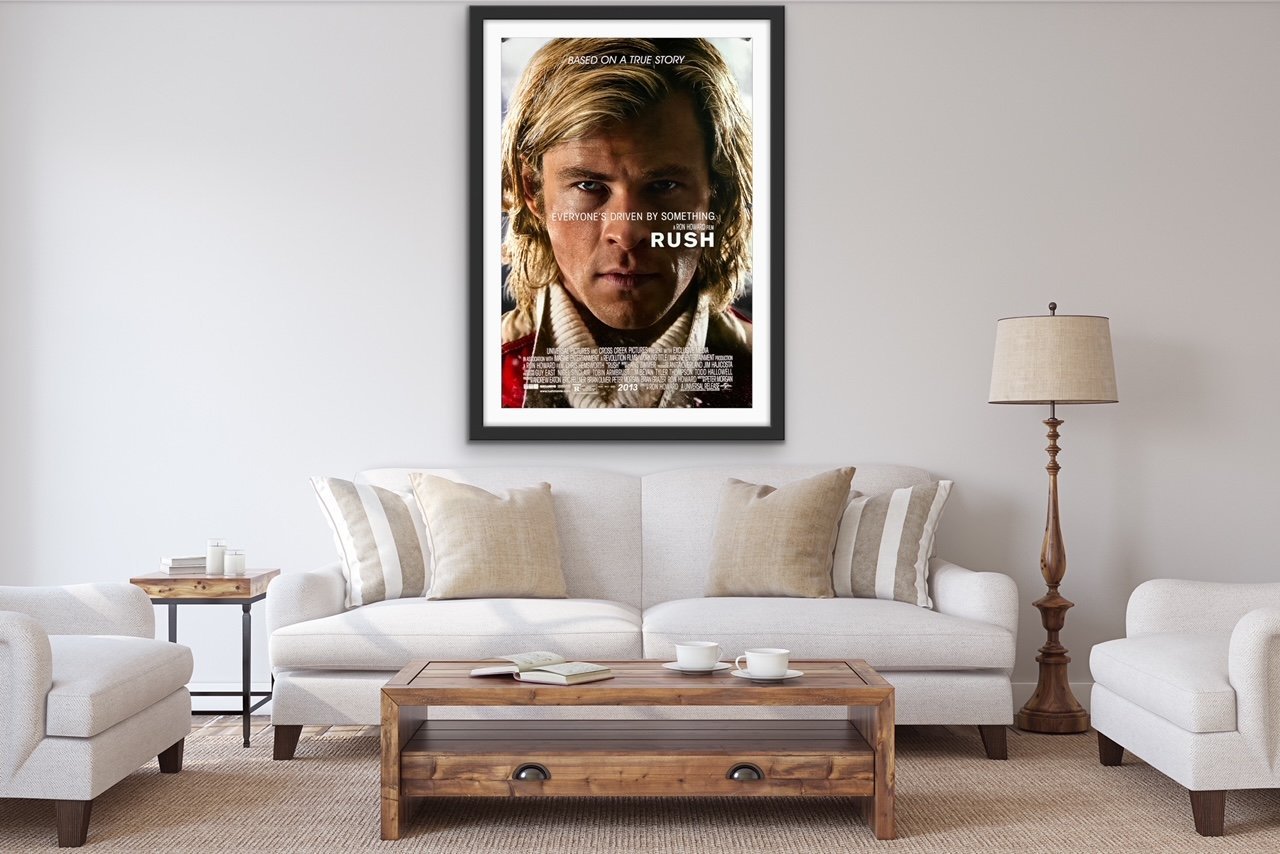 An original movie poster for the Ron Howard film Rush