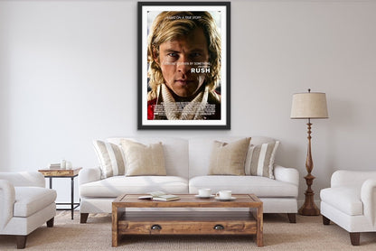 An original movie poster for the Ron Howard film Rush