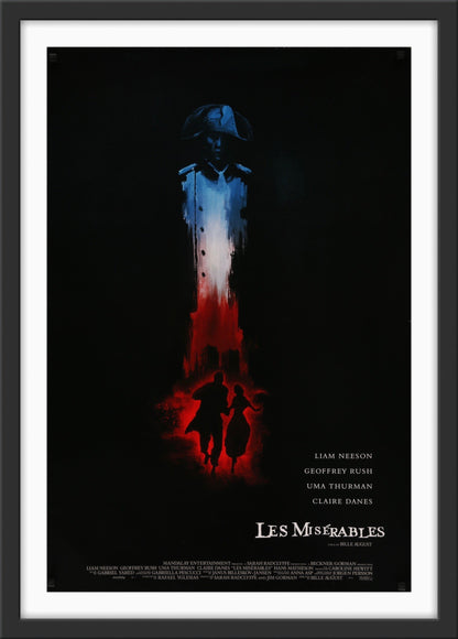 An original movie poster for the 1998 film Les Miserables