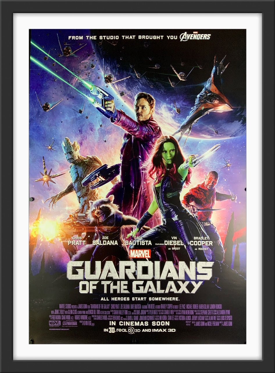 An original movie poster for the Marvel film Guardians of the Galaxy