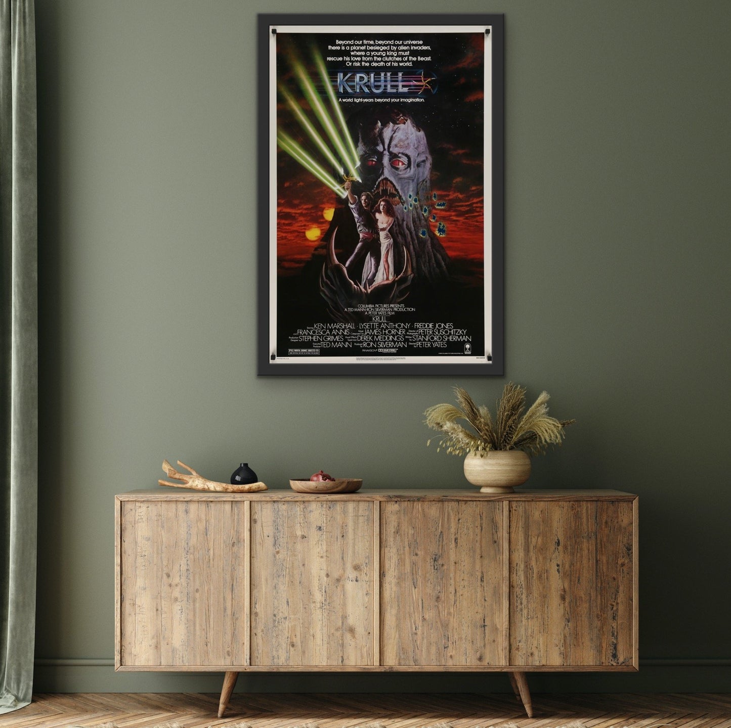 An original movie poster for the sci-fi film Krull