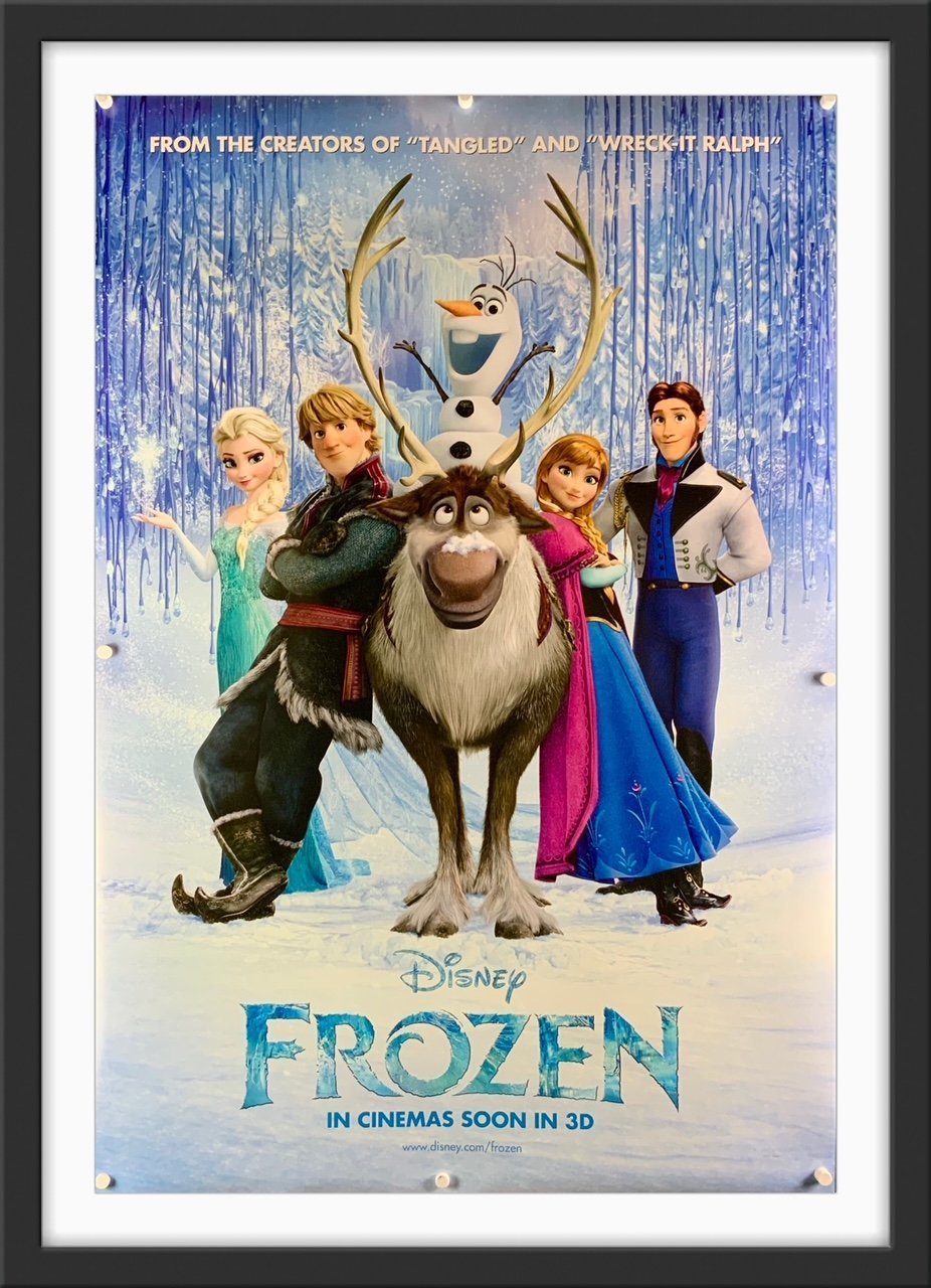 An original movie poster for the Disney film Frozen