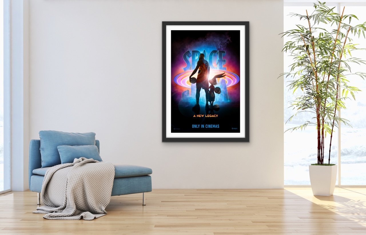 An original movie poster for the film Space Jam: A New Legacy