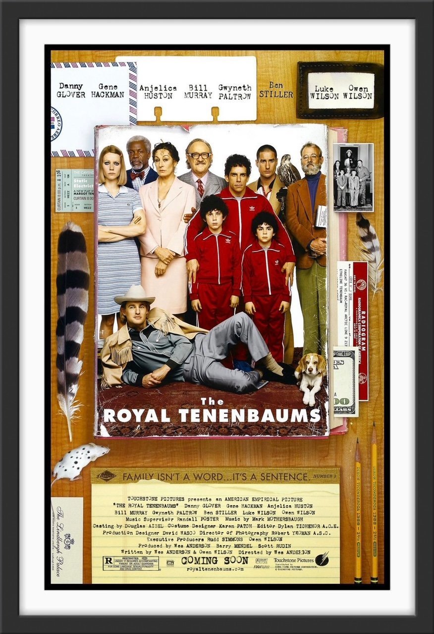 An original movie poster for the Wes Anderson film The Royal Tenenbaums