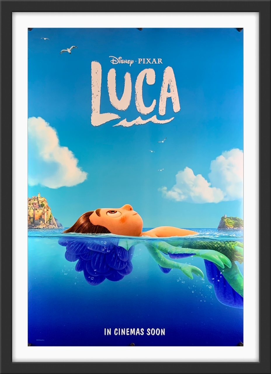 An original movie poster for the Disney / PIXAR film Luca