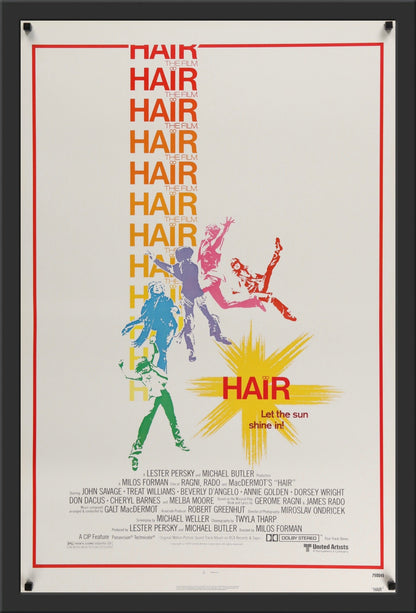 An original movie poster for the Milos Forman film Hair