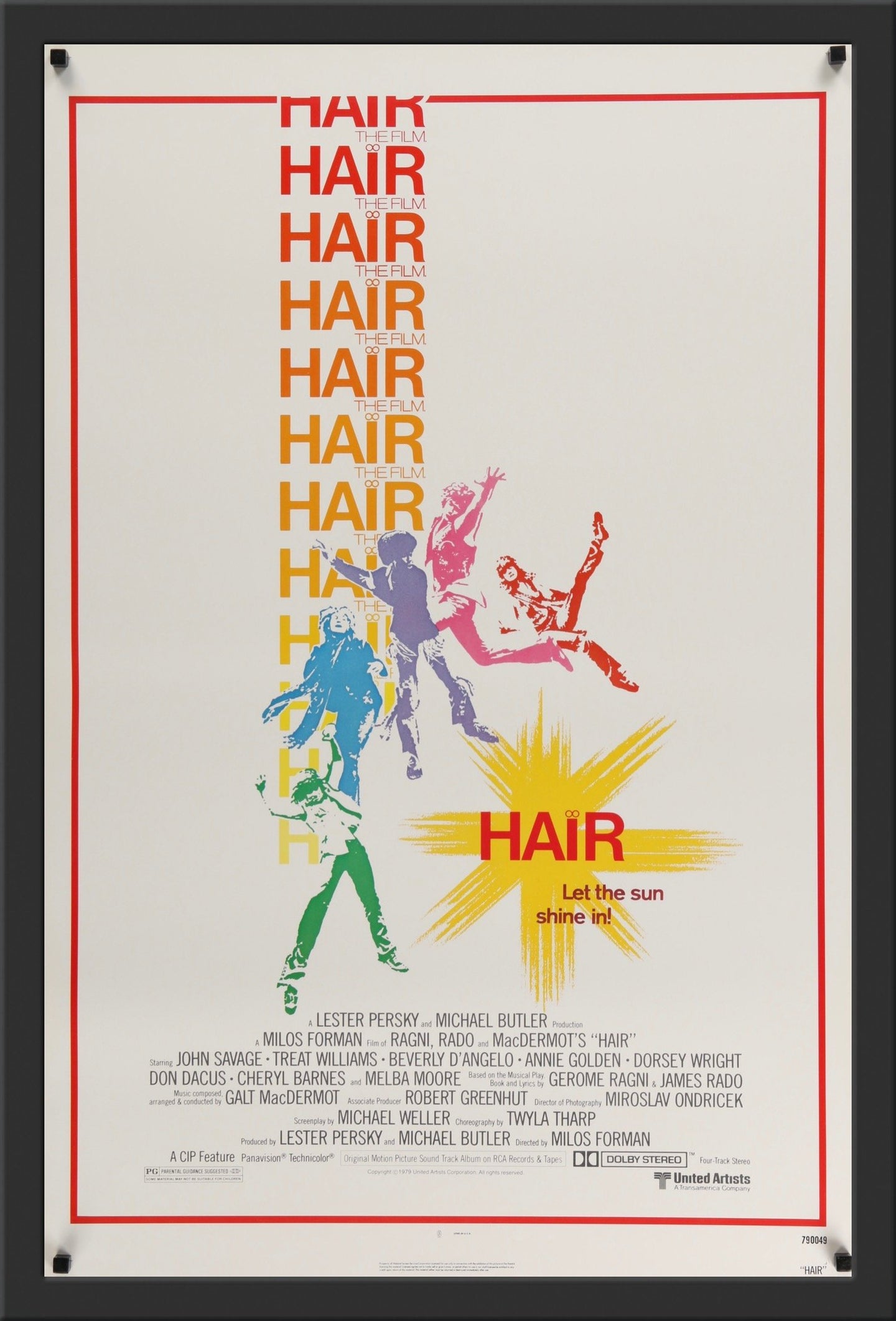 An original movie poster for the Milos Forman film Hair