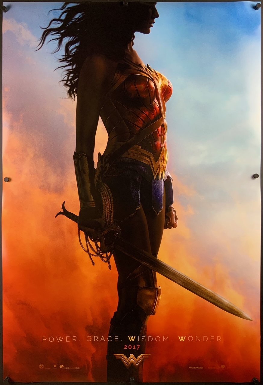 An original movie poster for the Gal Gadot movie Wonder Woman - 2017
