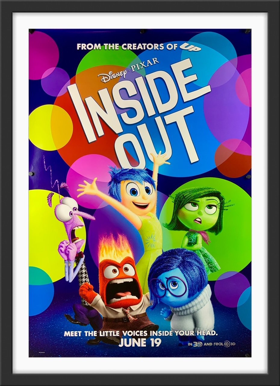 An original movie poster for the Disney and Pixar film Inside Out