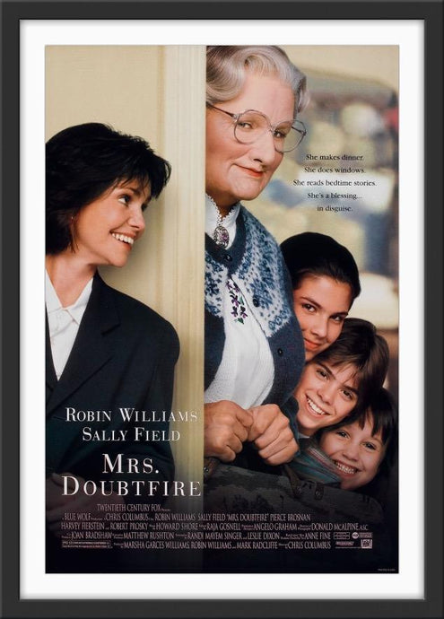 An original movie poster for the Robin Williams comedy Mrs Doubtfire